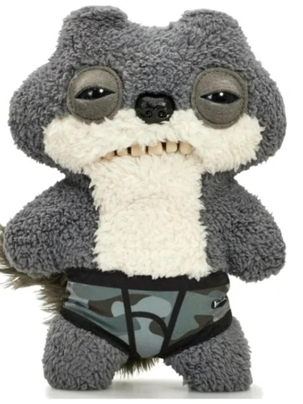 Fuggler Budgie Sketchy Squirrel - Gray Funny Ugly Monster Plush